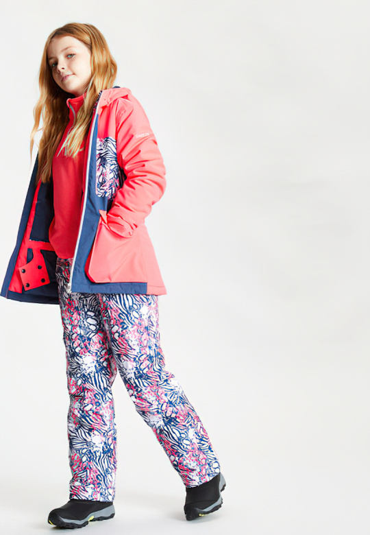 VESTE DE SKI FILLE DARE 2B ESTEEM JACKET NEON PINK BLEU ET ROSE DKP382